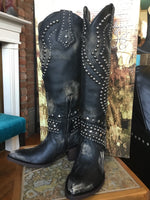 Old Gringo Tall Belinda Leather Boots in Black/Beige - tempting-teal-boutique