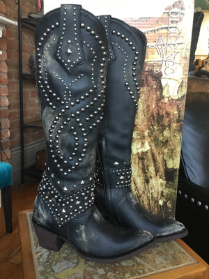 Old Gringo Tall Belinda Leather Boots in Black/Beige - tempting-teal-boutique